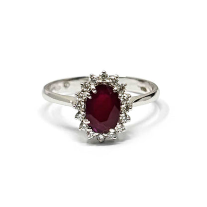 Anello con Rubino CT 0.85 e Diamanti CT 0.18
