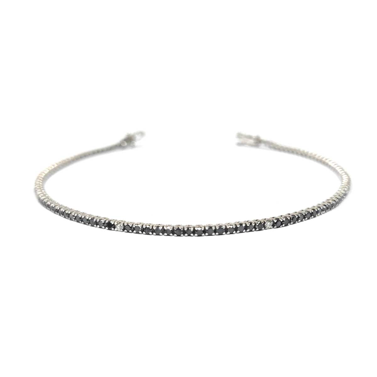 Bracciale Tennis con Diamanti Neri CT 1.61 e Diamanti CT 0.14