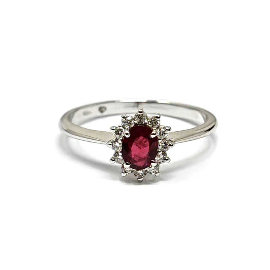 Anello con Diamanti CT 0.12 e Rubino CT 0.40