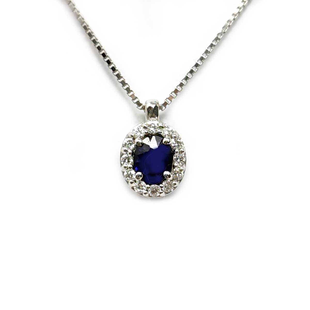 Pendente con Zaffiro CT 0.47 e Diamanti CT 0.12