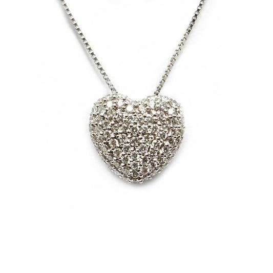 Pendente Cuore in Oro Bianco e Diamanti CT 0.79
