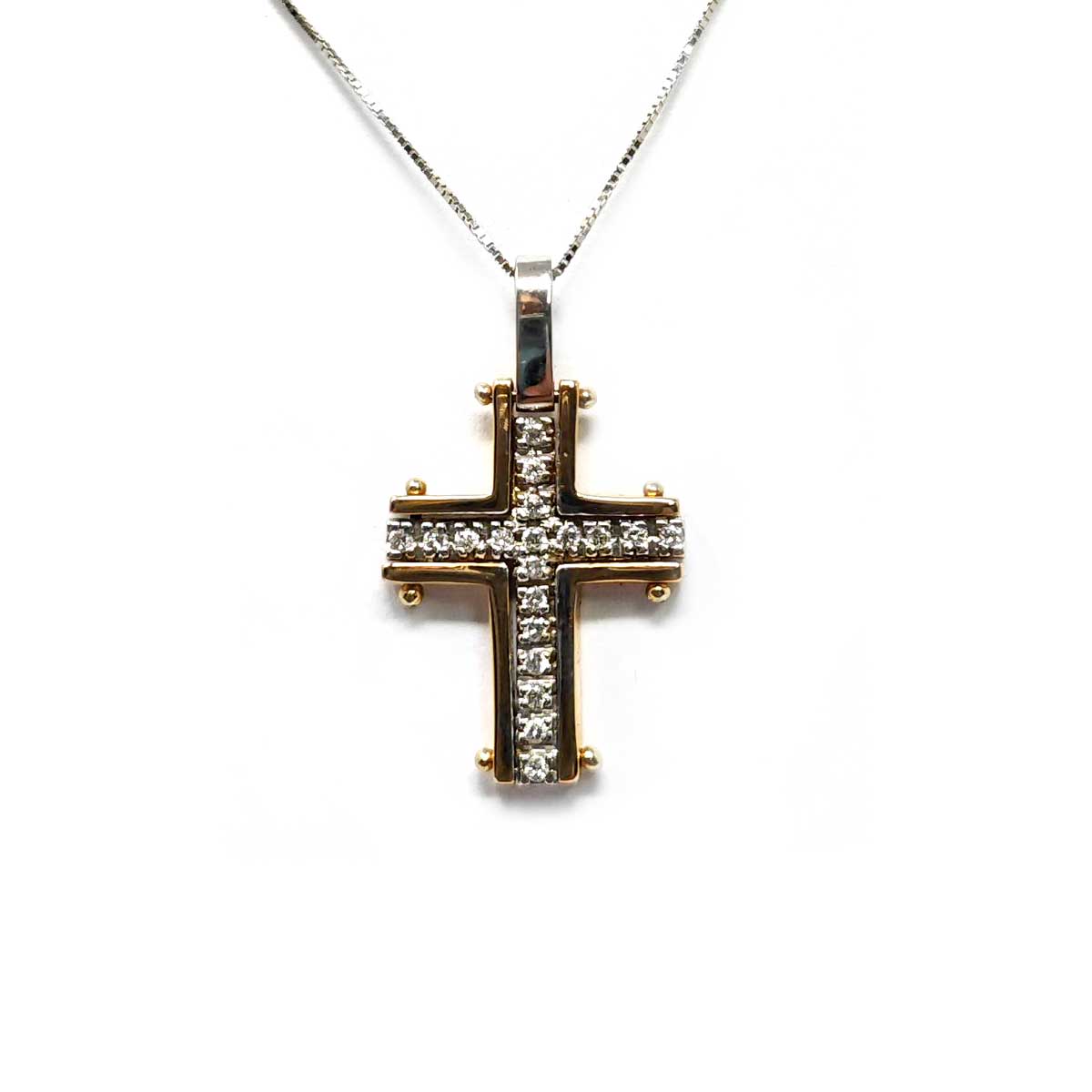 Croce in oro Rosa con Diamanti CT 0.17