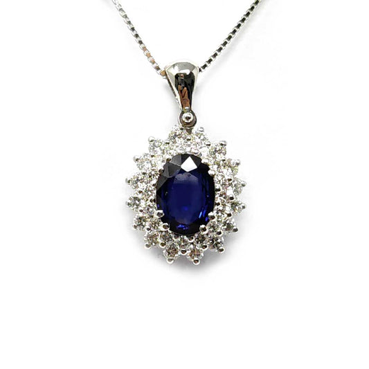 Pendente Doppio Giro con Zaffiro CT 0.72 e Diamanti CT 0.50