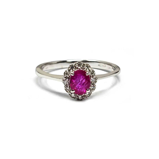 Anello con Diamanti CT 0.08 e Rubini CT 0.50