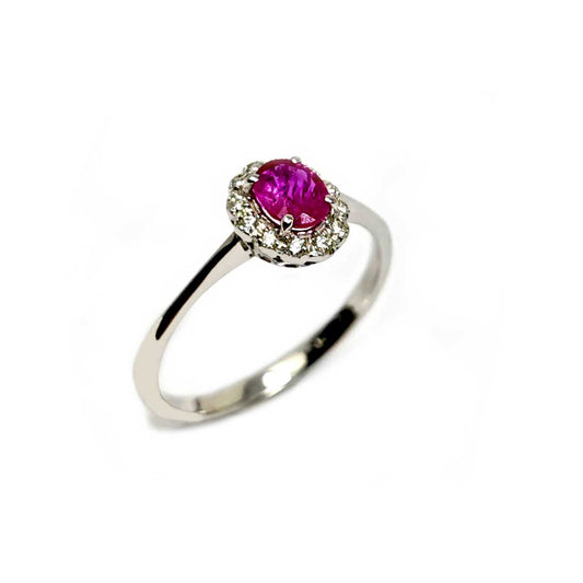 Anello con Diamanti CT 0.08 e Rubini CT 0.50