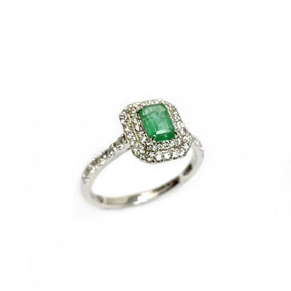Anello con Smeraldo Colombia CT 0.1.37 e Diamanti CT 0.37