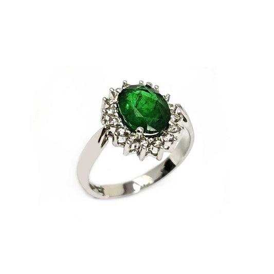 Anello con Smeraldo CT 1.55 e Diamanti CT 0.38