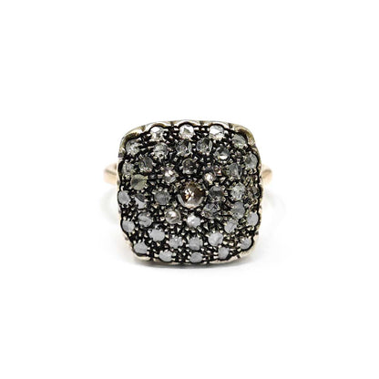 Anello Toppa Palermitana con Diamanti Corone mm 15.5 Quadrati