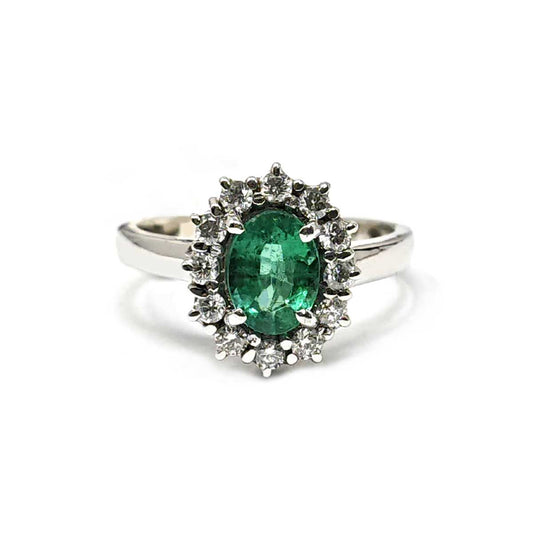 Anello con Smeraldo CT 1.10 e Diamanti CT 0.36