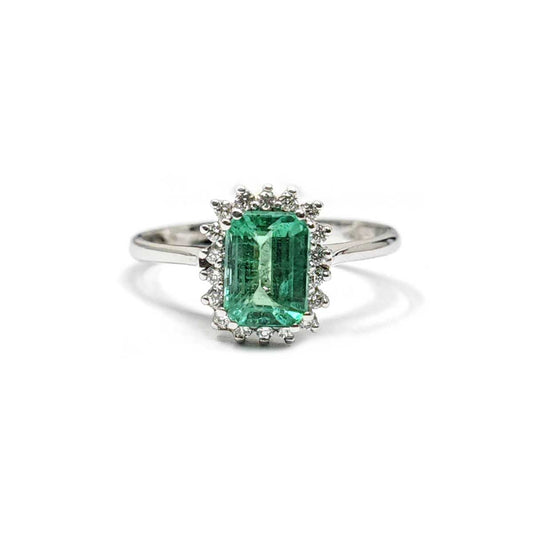 Anello con Smeraldo CT 1.00 e Diamanti CT 0.13