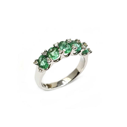 Anello Veretta con Smeraldi CT 1.70 e Diamanti CT 0.14