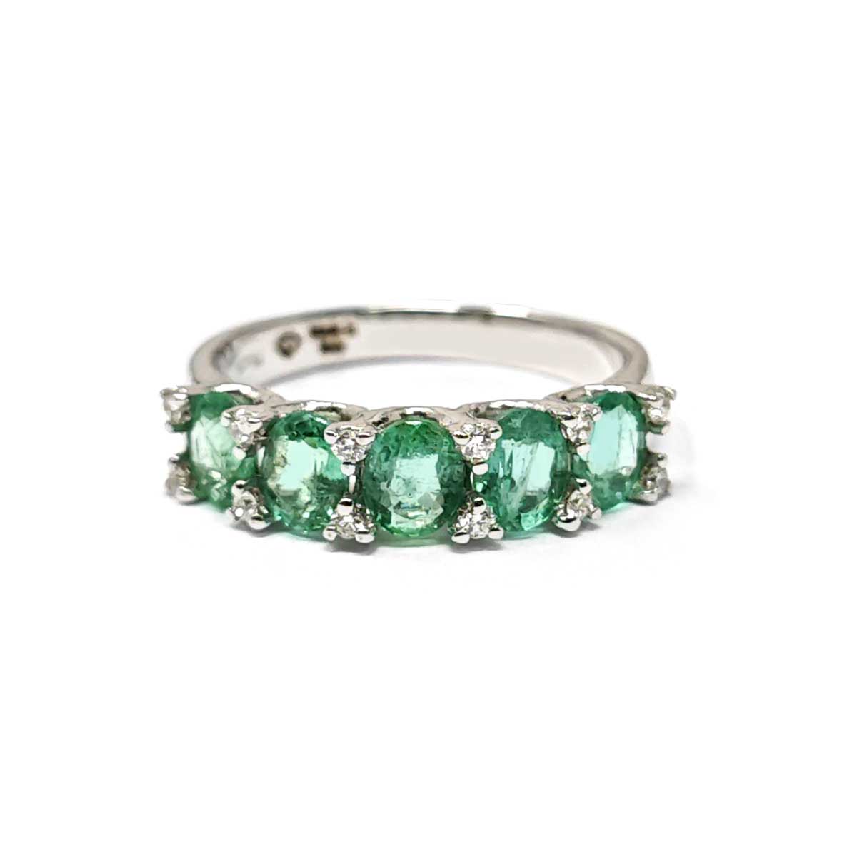 Anello Veretta con Smeraldi CT 1.70 e Diamanti CT 0.14
