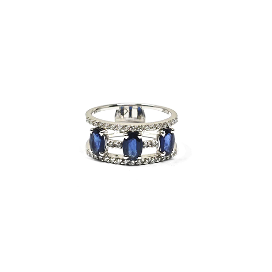 Anello Trilogy con Zaffiri CT 1.80 e Diamanti CT 0.38