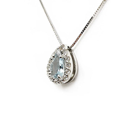 Pendente con Diamanti CT 0.12 e Acquamarina CT 0.30 Goccia
