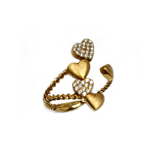 Anello in Oro Rosa con cuori di Diamanti CT 0.25