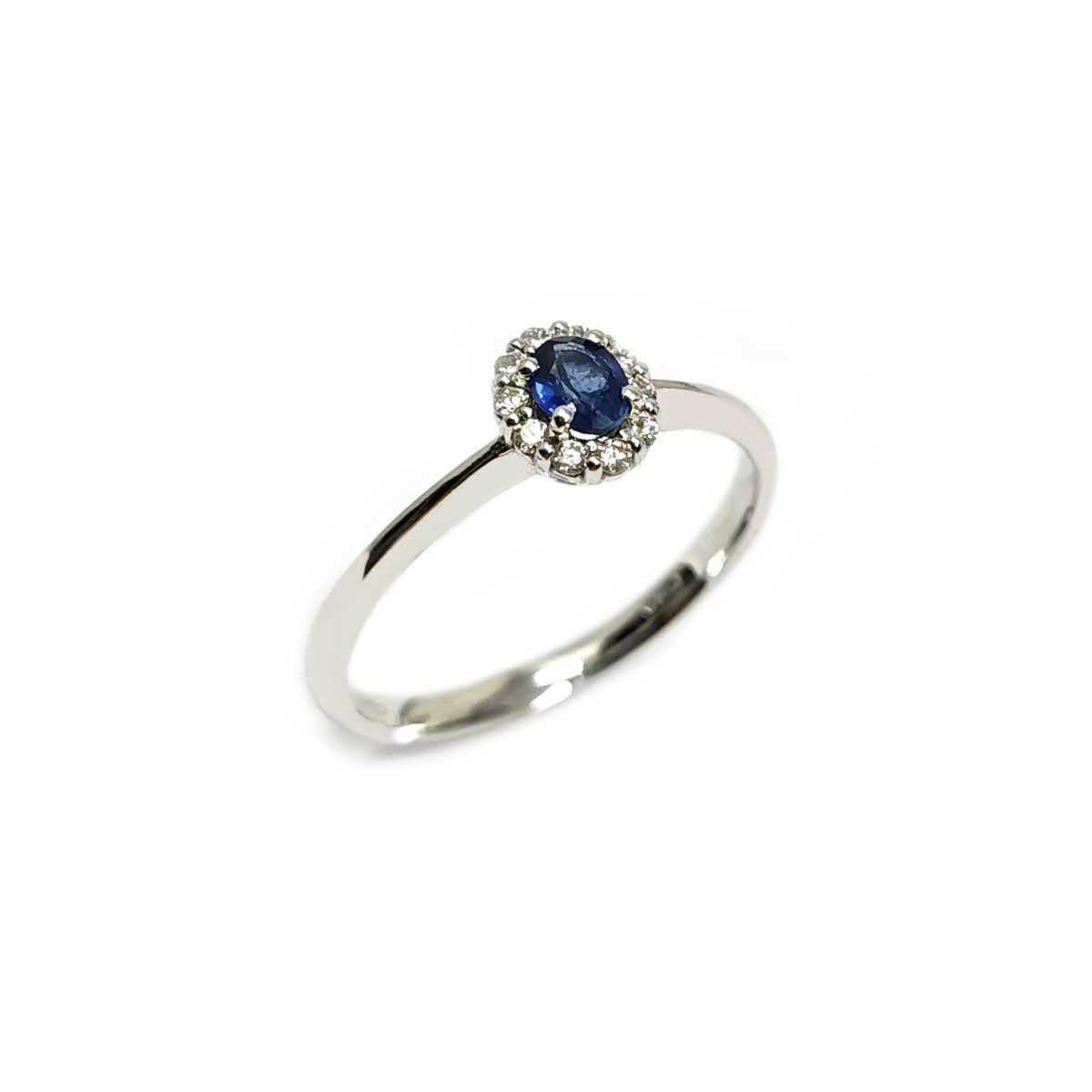 Anello con Zaffiro CT 0.20 e Diamanti CT 0.10