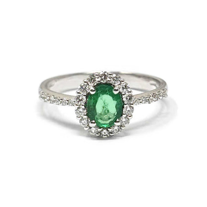 Anello con Smeraldo CT 0.62 e Diamanti CT 0.32