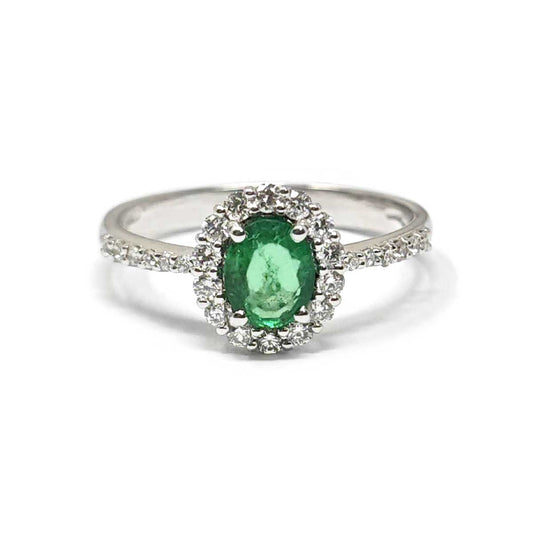 Anello con Smeraldo CT 0.62 e Diamanti CT 0.32