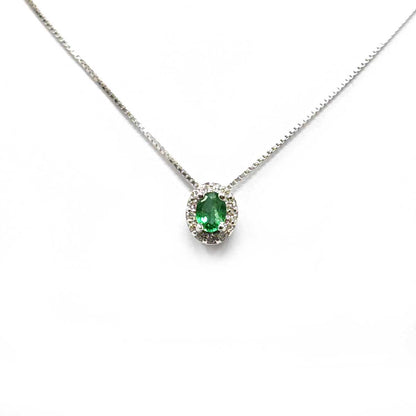 Pendente con Diamanti CT 0.05 e Smeraldo CT 0.15