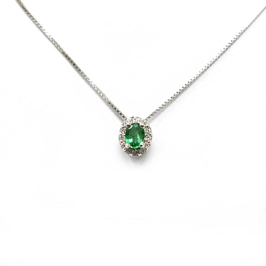 Pendente con Diamanti CT 0.05 e Smeraldo CT 0.15