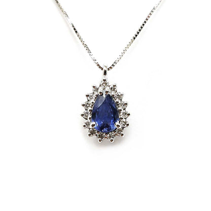 Pendente con Diamanti CT 0.10 e Zaffiro CT 0.48 Goccia
