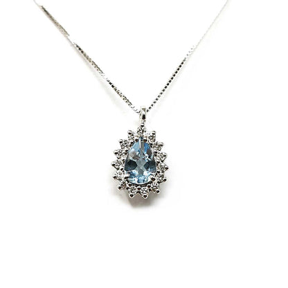 Pendente con Diamanti CT 0.10 e Acquamarina CT 0.30 Goccia