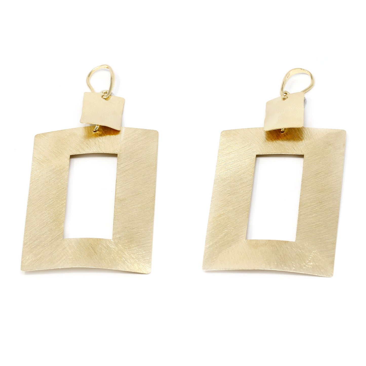 Orecchini Stile Etrusco Piatti in Argento 925 Giallo