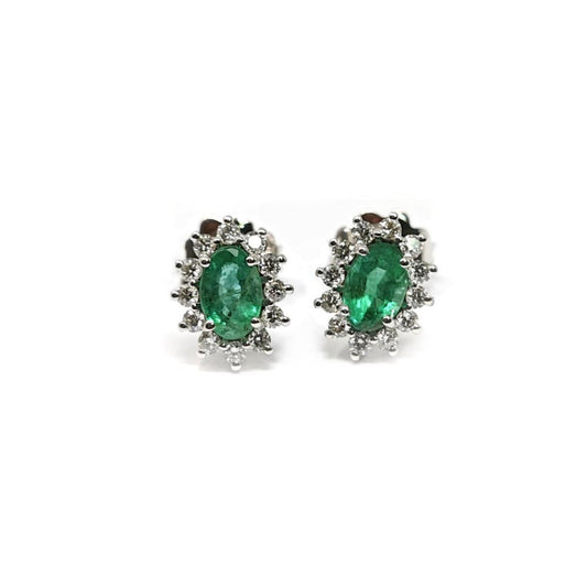Orecchini con Smeraldo CT 0.46 e Diamanti CT 0.24