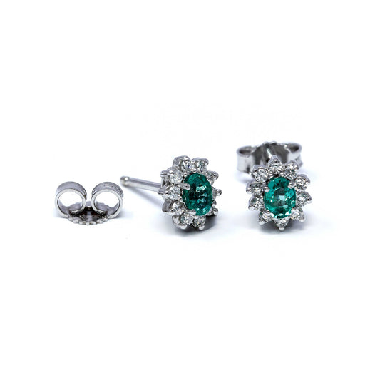 Orecchini con Diamanti CT 0.20 e Smeraldi CT 0.40