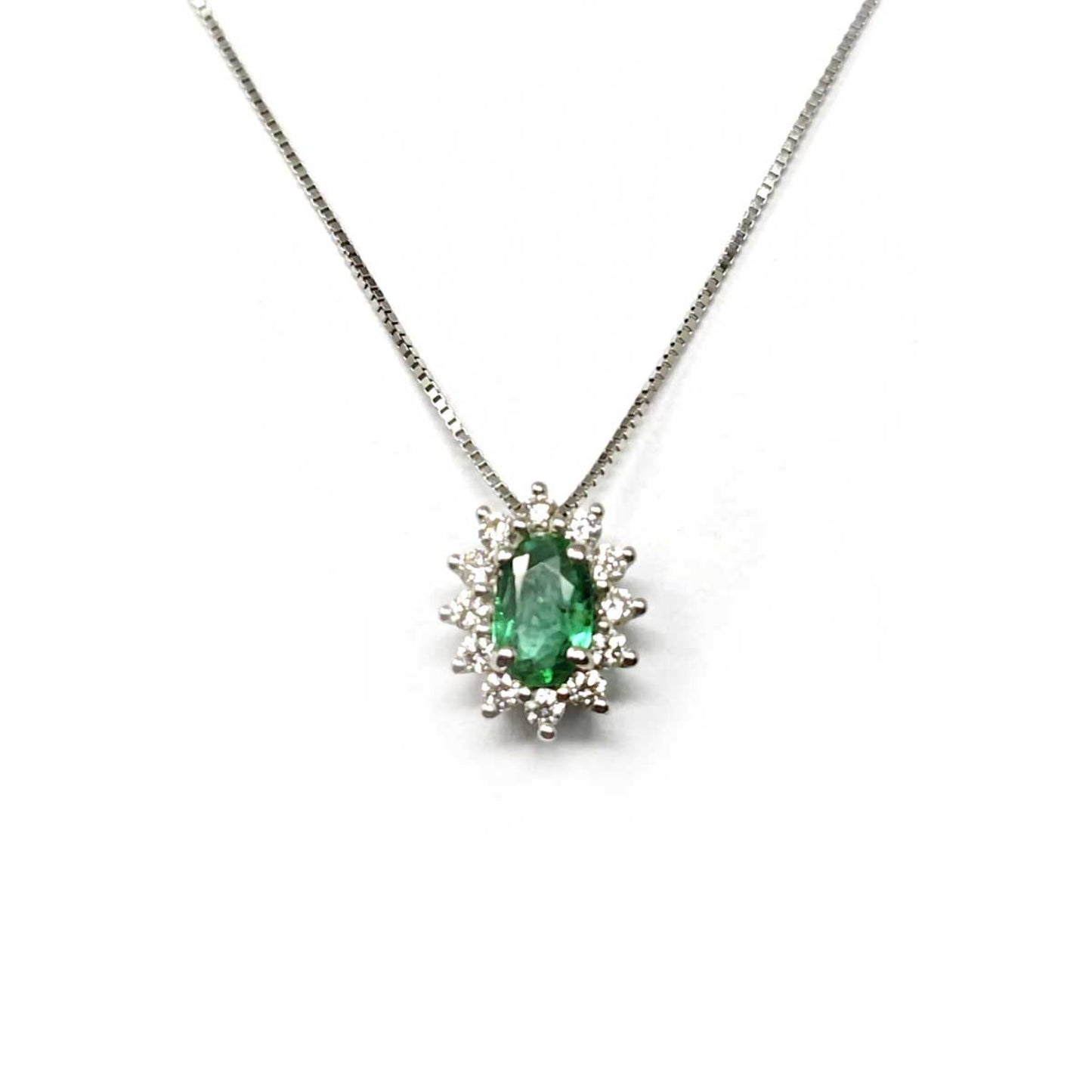 Pendente con Smeraldo CT 0.35 e Diamanti CT 0.12
