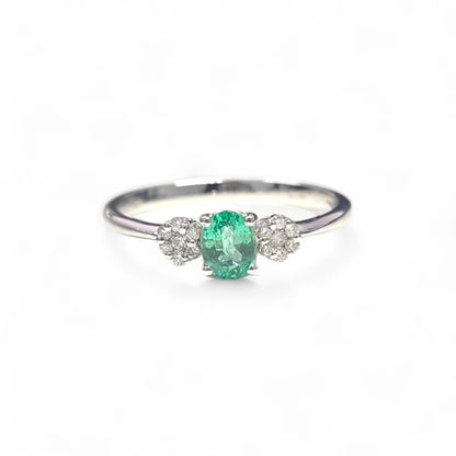 Anello con Smeraldo CT 0.35 e Diamanti CT 0.10