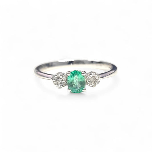 Anello con Smeraldo CT 0.35 e Diamanti CT 0.10