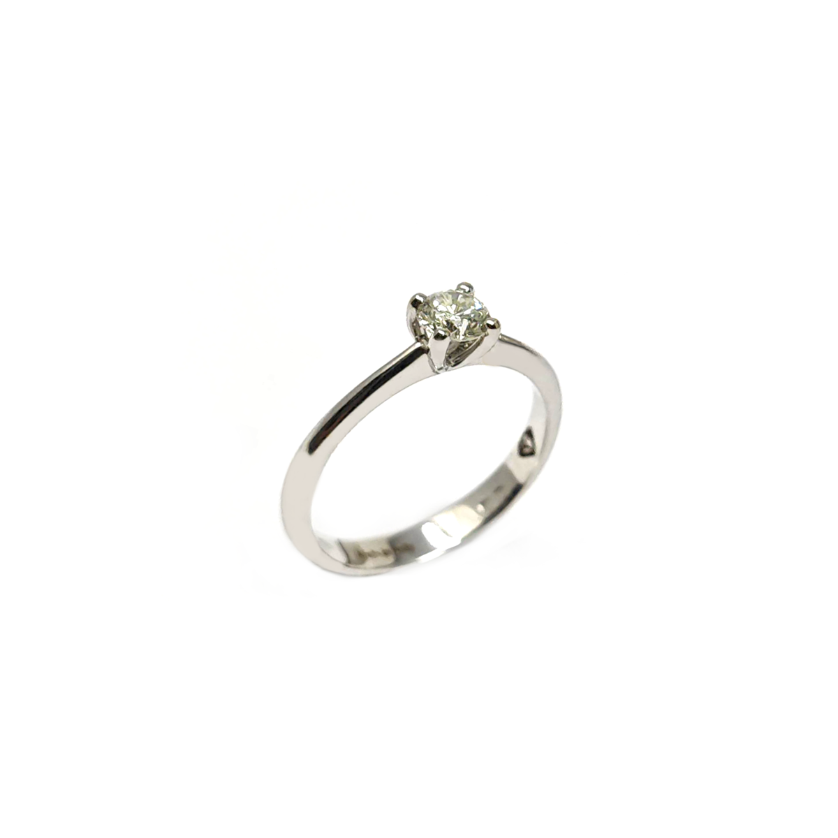 Anello Solitario in Oro Bianco 18kt con Diamante CT 0.35 VS1 F