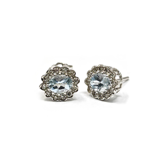 Orecchini con Acquamarina CT 0.62 e Diamanti CT 0.15