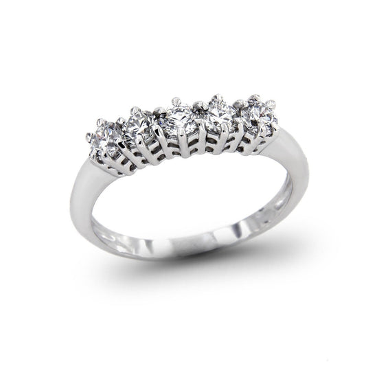 Anello Veretta 5 Pietre con Diamanti CT 0.50 IF D