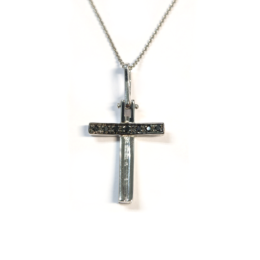 Pendente Croce con Diamanti Neri CT 0.08