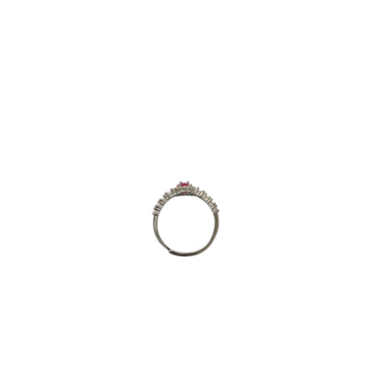 Anello in Argento con Zircone Rosa a Cuore e Corona di Zirconi