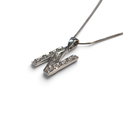 Pendente lettera N in Oro Bianco 18kt con Diamanti Bianchi CT 0.29