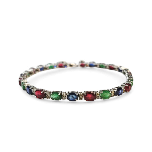 Bracciale con Diamanti Smeraldi Rubini e Zaffiri CT 10,60