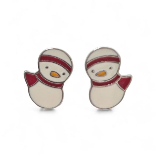 Orecchini a Lobo Pupazzo di Neve – Argento 925 Smaltato