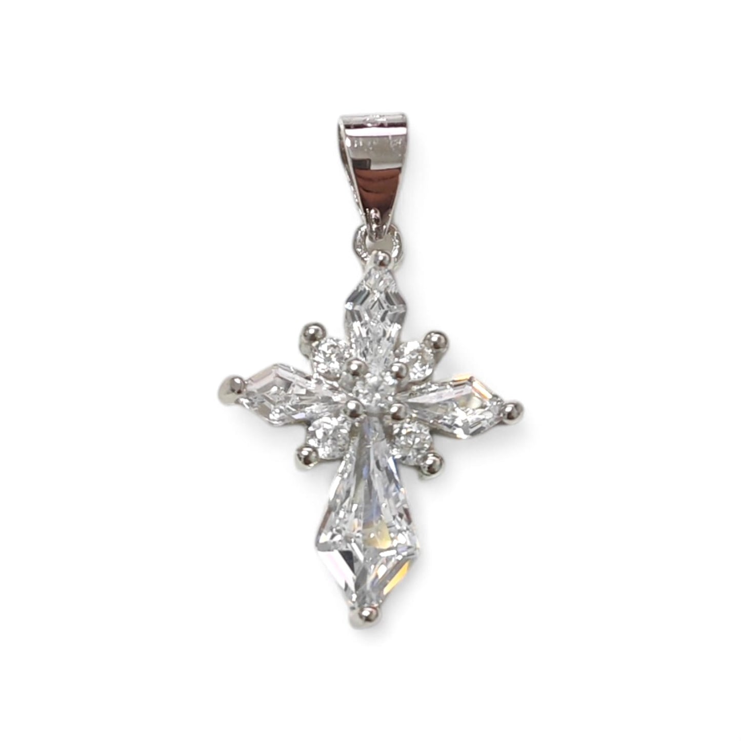 Pendente Croce in Argento 925 con Zirconi Taglio Marquise