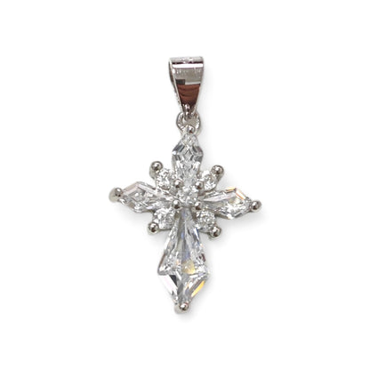 Pendente Croce in Argento 925 con Zirconi Taglio Marquise