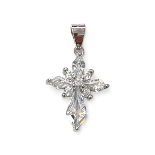 Pendente Croce in Argento 925 con Zirconi Taglio Marquise