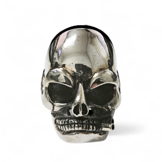Anello Teschio con Sigaro in Argento 925 mis 19