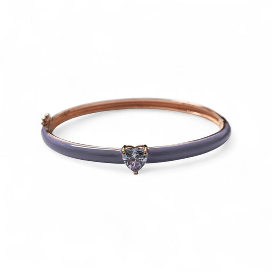 Bracciale in Argento Smaltato 925 con Cuore Centrale Viola