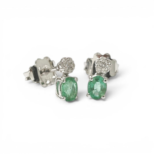 Orecchini con Smeraldi CT 0.70 e Diamanti CT 0.10