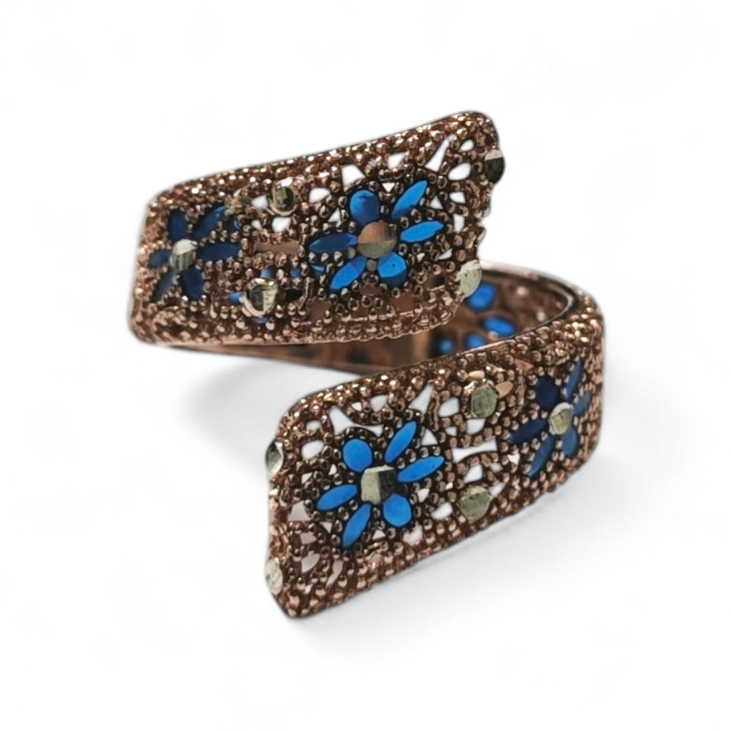 Anello in Argento Regolabile con Fiori