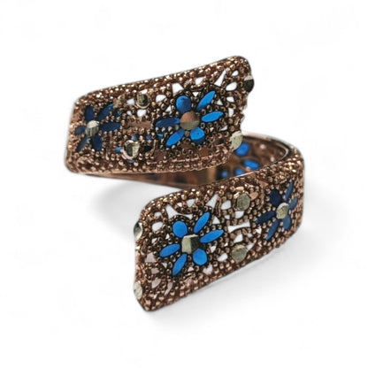 Anello in Argento Regolabile con Fiori