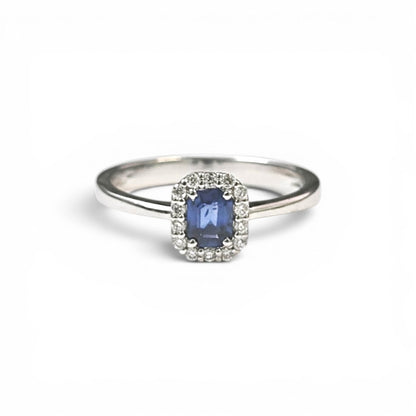 Anello con Zaffiro CT 0.40 e Diamanti CT 0.12