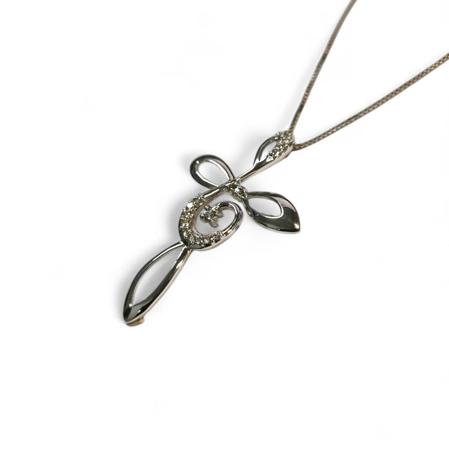 Pendente Croce Linea Floreale CT 0.11